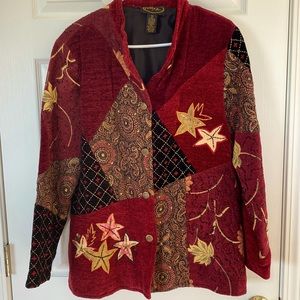 Gorgeous, multi colored women’s fall jacket. Cotton blend with rich embroidery.